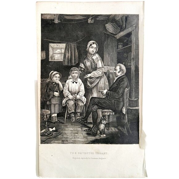 The Detected Truant Apple Thief Steel Engraving 1859 Victorian Art DWY5D - Picture 2 of 2